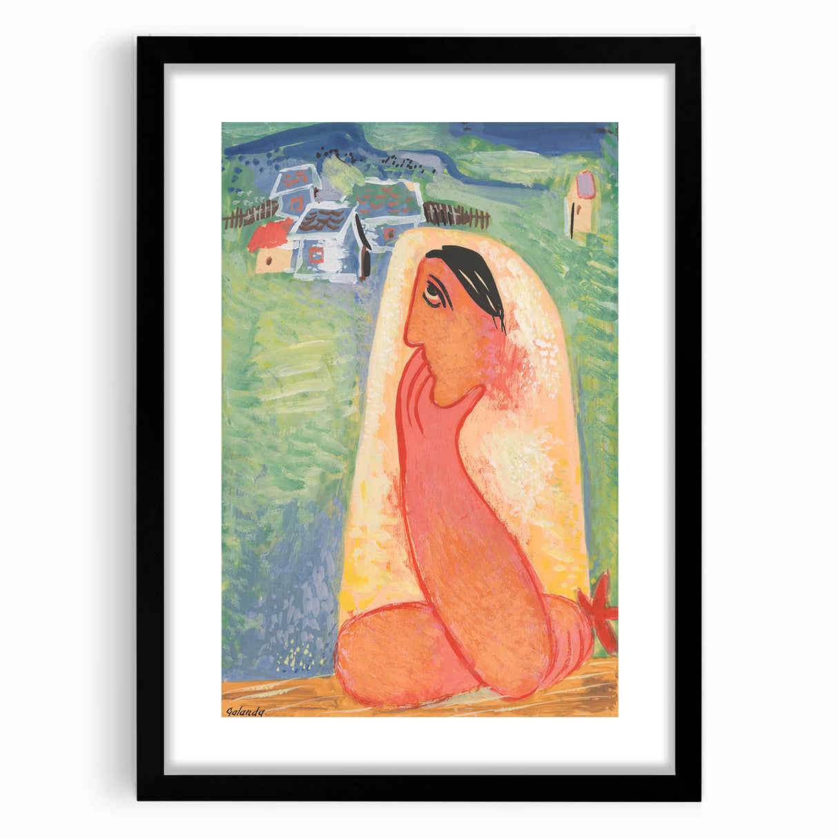 Modern Wall Art: Villager - Vibrant Folk-Inspired Portrait