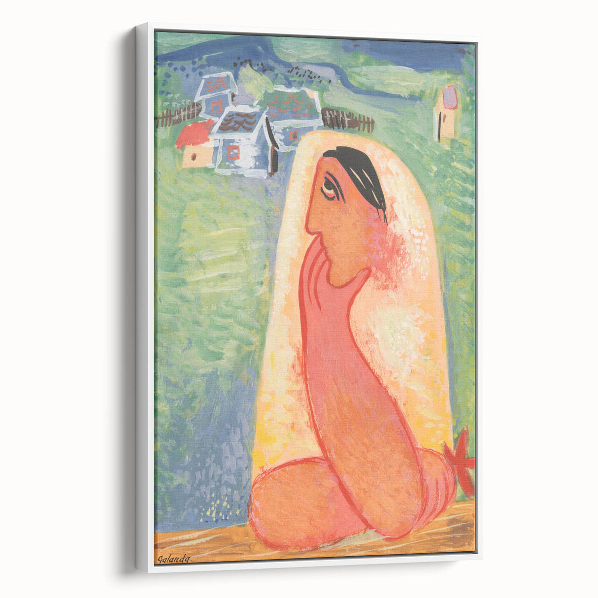 Modern Wall Art: Villager - Vibrant Folk-Inspired Portrait