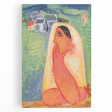 Modern Wall Art: Villager - Vibrant Folk-Inspired Portrait