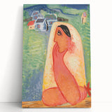 Modern Wall Art: Villager - Vibrant Folk-Inspired Portrait