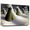 Modern Wall Art: Winter Landscape with Snow-Covered Haystacks