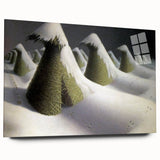 Modern Wall Art: Winter Landscape with Snow-Covered Haystacks