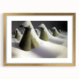 Modern Wall Art: Winter Landscape with Snow-Covered Haystacks