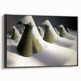 Modern Wall Art: Winter Landscape with Snow-Covered Haystacks