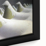 Modern Wall Art: Winter Landscape with Snow-Covered Haystacks
