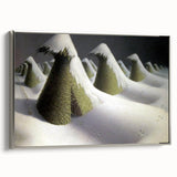 Modern Wall Art: Winter Landscape with Snow-Covered Haystacks
