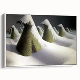 Modern Wall Art: Winter Landscape with Snow-Covered Haystacks