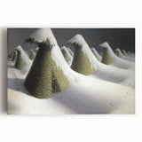 Modern Wall Art: Winter Landscape with Snow-Covered Haystacks