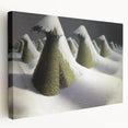 Modern Wall Art: Winter Landscape with Snow-Covered Haystacks