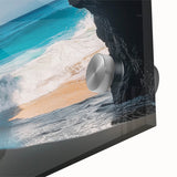 Close-up of vibrant acrylic landscape artwork depicting intricate cave formations, showcasing rich colors and textures, ideal for modern home decor.