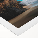 Vibrant rolled canvas artwork showcasing a stunning landscape with intricate cave formations, featuring rich colors and textures, ideal for home decor.