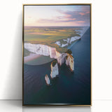 Framed acrylic artwork depicting a stunning landscape of cliffs, showcasing rich colors and intricate details, perfect for enhancing home decor.