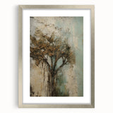Textured Tree Living Room Wall Art – Rustic Brown & Teal Canvas