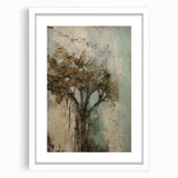 Textured Tree Living Room Wall Art – Rustic Brown & Teal Canvas