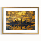 Luxury Office Wall Art – Modern Skyline Gold & Black Canvas Print
