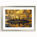 Luxury Office Wall Art – Modern Skyline Gold & Black Canvas Print