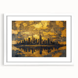 Luxury Office Wall Art – Modern Skyline Gold & Black Canvas Print