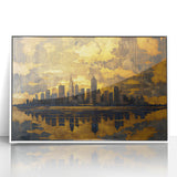 Luxury Office Wall Art – Modern Skyline Gold & Black Canvas Print