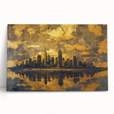 Luxury Office Wall Art – Modern Skyline Gold & Black Canvas Print