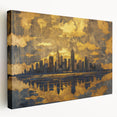 Luxury Office Wall Art – Modern Skyline Gold & Black Canvas Print