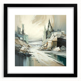 Abstract architecture wall art framed with a black mat, showcasing geometric patterns in a modern design. Perfect for contemporary home decor.