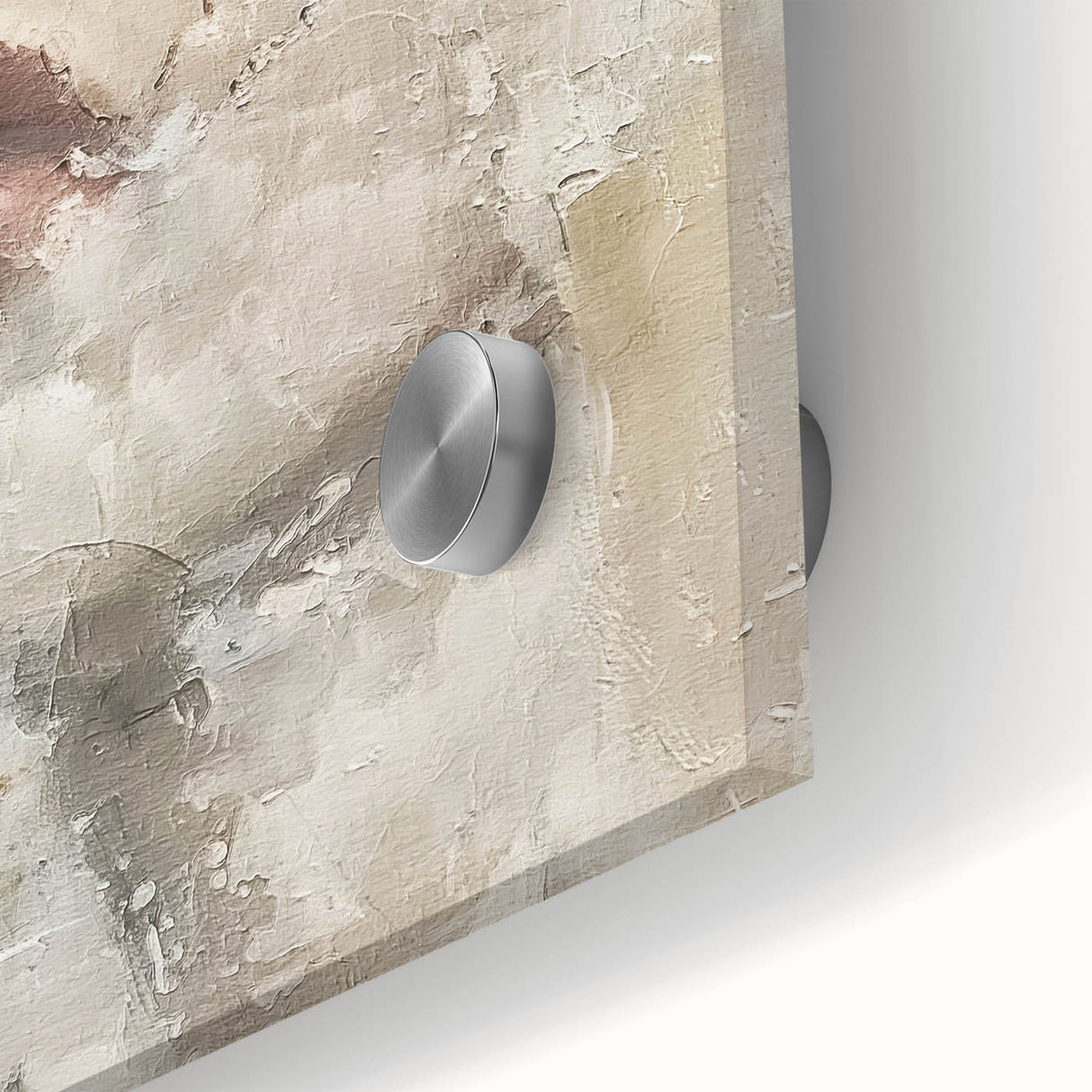 Close-up of abstract figurative wall art featuring vibrant colors and fluid shapes, printed on acrylic glass, perfect for modern home decor. Ideal for enhancing contemporary spaces with a touch of artistic elegance.