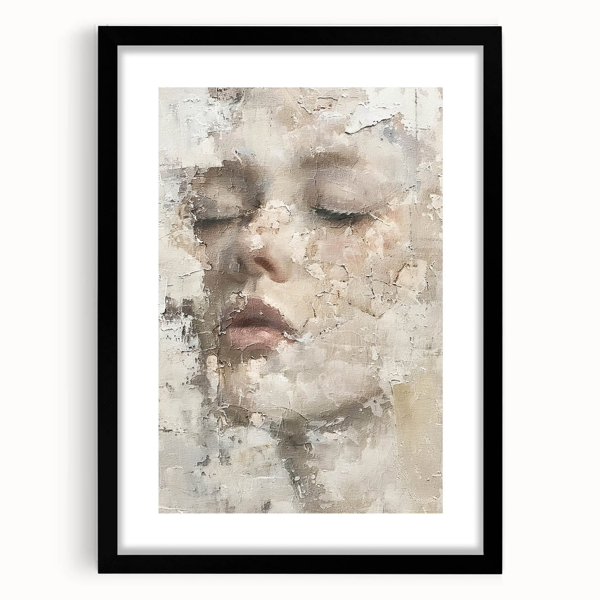 Abstract figurative wall art framed with a black mat, showcasing a modern design that adds a stylish touch to any interior decor. Perfect for contemporary art enthusiasts.