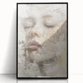 Framed abstract figurative wall art with a sleek black frame and acrylic finish, showcasing vibrant colors and dynamic shapes, perfect for modern decor.
