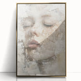 Framed abstract figurative wall art in gold tones, showcasing modern design elements and elegant acrylic finish, perfect for contemporary home decor.