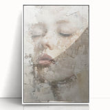 Framed abstract figurative wall art with a white border, showcasing vibrant colors and dynamic shapes, perfect for modern home decor. Ideal for art enthusiasts.