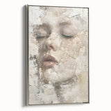 Abstract figurative wall art featuring a silver-framed canvas with vibrant colors and dynamic shapes, perfect for modern home decor and artistic expression.