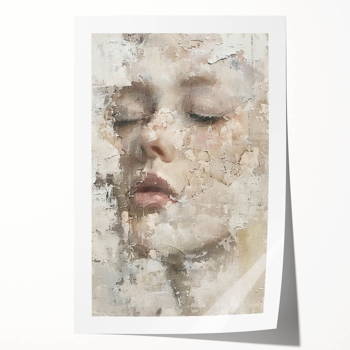 Abstract figurative wall art print showcasing vibrant colors and fluid shapes, rolled and ready for display, perfect for modern home decor enthusiasts.