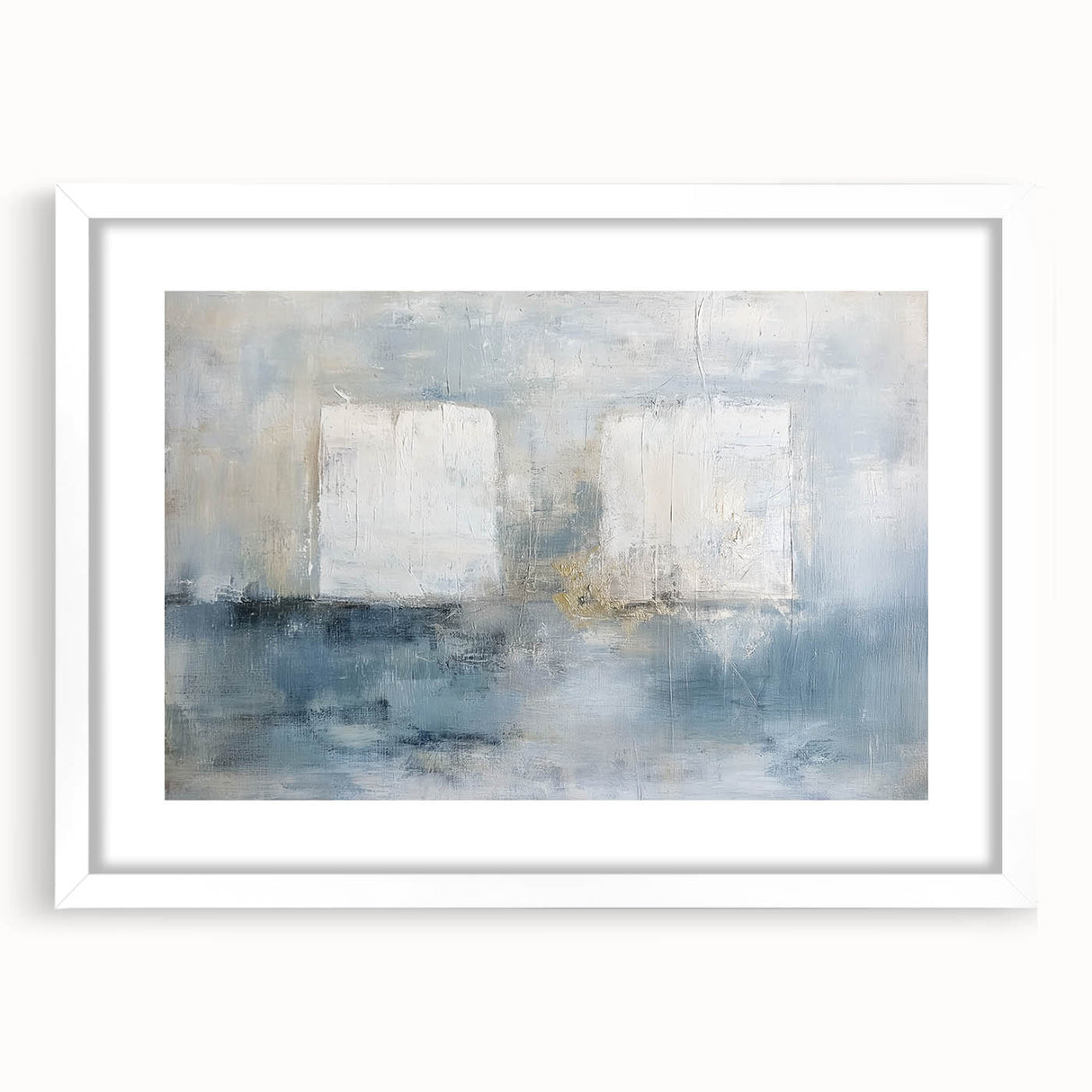 Abstract geometric frame showcasing a sleek white mat and modern design, perfect for enhancing contemporary decor. Ideal for art displays or home styling.