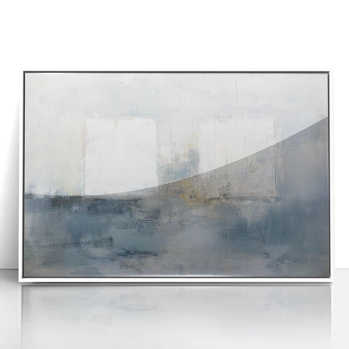 Abstract geometric framed acrylic artwork in white, showcasing intricate shapes and patterns. Ideal for modern decor, enhancing spaces with a contemporary vibe.