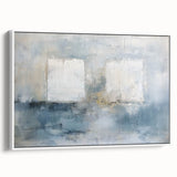 Framed abstract geometric canvas art in white, showcasing intricate shapes and lines, perfect for modern decor, enhancing any living space with elegance.