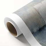 Abstract geometric design on a rolled canvas print featuring vibrant colors of blue, orange, and yellow, ideal for modern home decor. Packaged securely in a durable cardboard tube for safe transport.