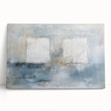 Abstract geometric canvas artwork featuring vibrant colors and dynamic shapes, leaning against a neutral wall, perfect for modern home decor. This design enhances any space with its contemporary flair and artistic expression.