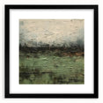 Abstract landscape wall art in a black frame with a white mat, showcasing vibrant colors and modern design elements, perfect for contemporary home decor.