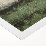 Abstract landscape wall art on rolled canvas showcasing vibrant colors of blue, green, and orange, perfect for modern home decor, packaged securely in a protective tube.