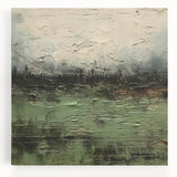 Abstract landscape wall art on stretched canvas, showcasing vibrant colors and fluid forms, perfect for modern home decor. Adds a touch of creativity to any room.