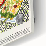 Acrylic print of large abstract dishes in rich, earthy tones, ideal for dining room art in a mid-century modernist style.