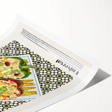 Extra large wall art featuring line art flowers in black on white, rolled print format, ideal for large living room decor.