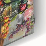 Large abstract wall art on acrylic glass featuring mid-century modernist art in vibrant colors.