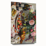 Large abstract wall art featuring vibrant multicolored swirls on acrylic glass, ideal for bedroom or dining room decor.