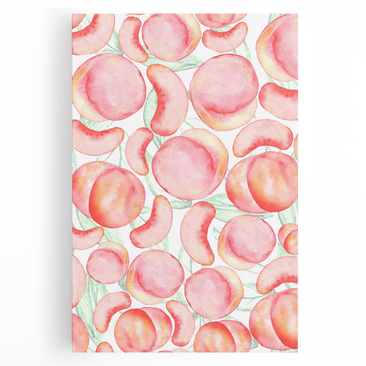 Black and white stretched canvas featuring assorted fruits, ideal for kitchen wall art.