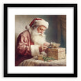 Holiday Decor Prints - Santa Wrapping Gifts Festive Canvas Art