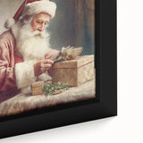 Holiday Decor Prints - Santa Wrapping Gifts Festive Canvas Art