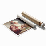 Holiday Decor Prints - Santa Wrapping Gifts Festive Canvas Art
