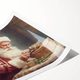 Holiday Decor Prints - Santa Wrapping Gifts Festive Canvas Art