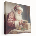 Holiday Decor Prints - Santa Wrapping Gifts Festive Canvas Art